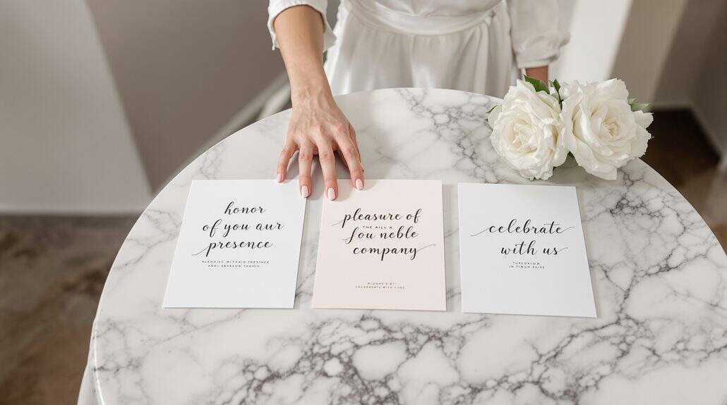 Wedding table with handwritten notes and white roses for elegant celebration.