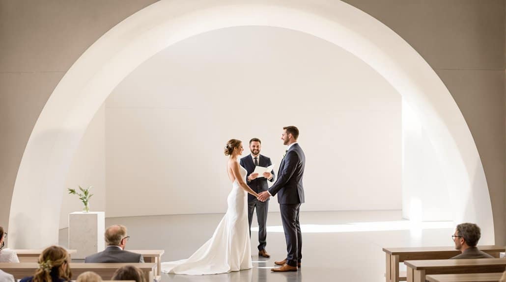 Bride and groom exchanging vows during a wedding ceremony.