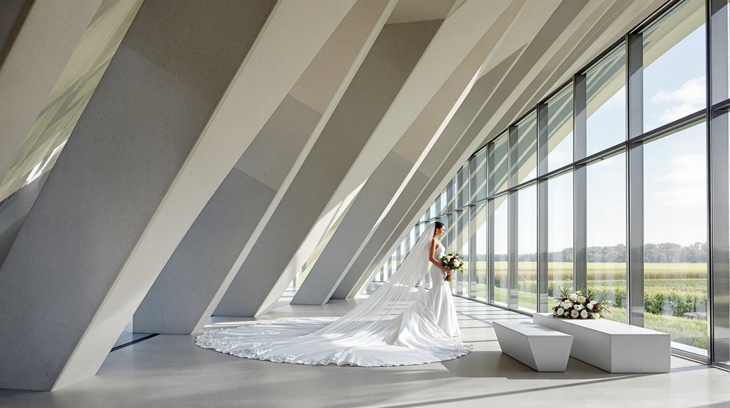 museum wedding with meadow views