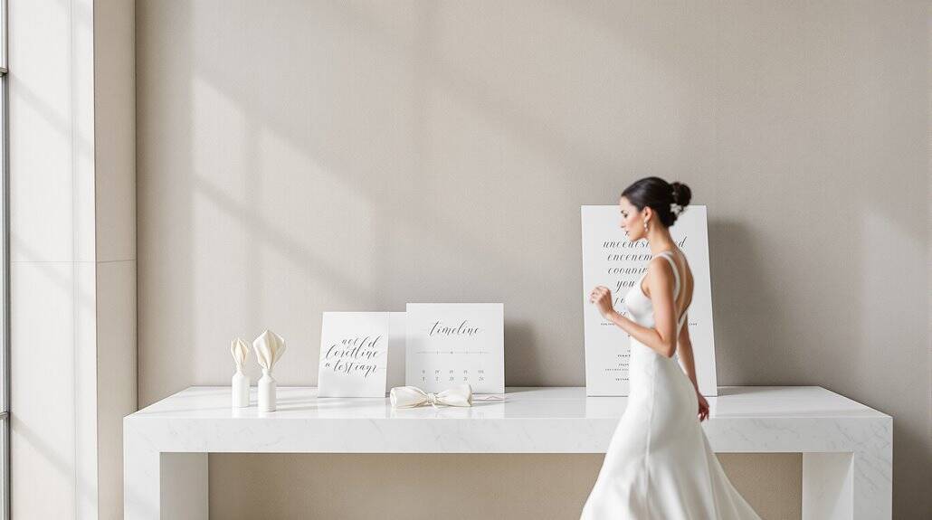 Elegant wedding bride in a white gown walking indoors.